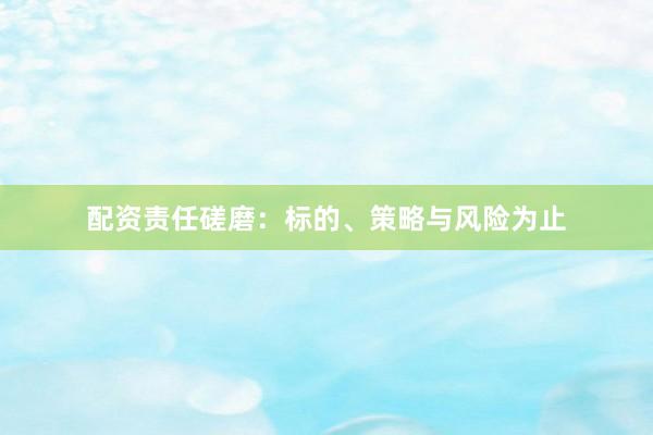 配資責(zé)任磋磨：標(biāo)的、策略與風(fēng)險(xiǎn)為止