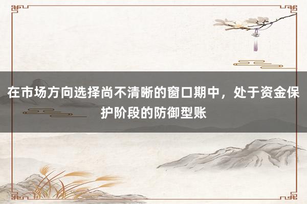 在市場方向選擇尚不清晰的窗口期中，處于資金保護(hù)階段的防御型賬