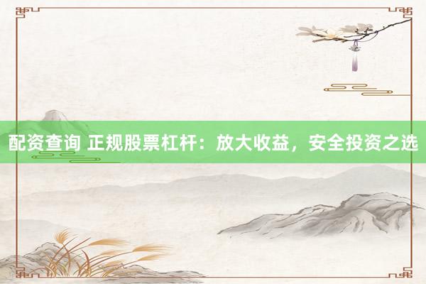 配資查詢 正規股票杠桿：放大收益，安全投資之選